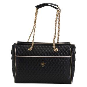 VALENTINO ORLANDI Made In Italy Leather Quilted Tote With Chain Carry Handles